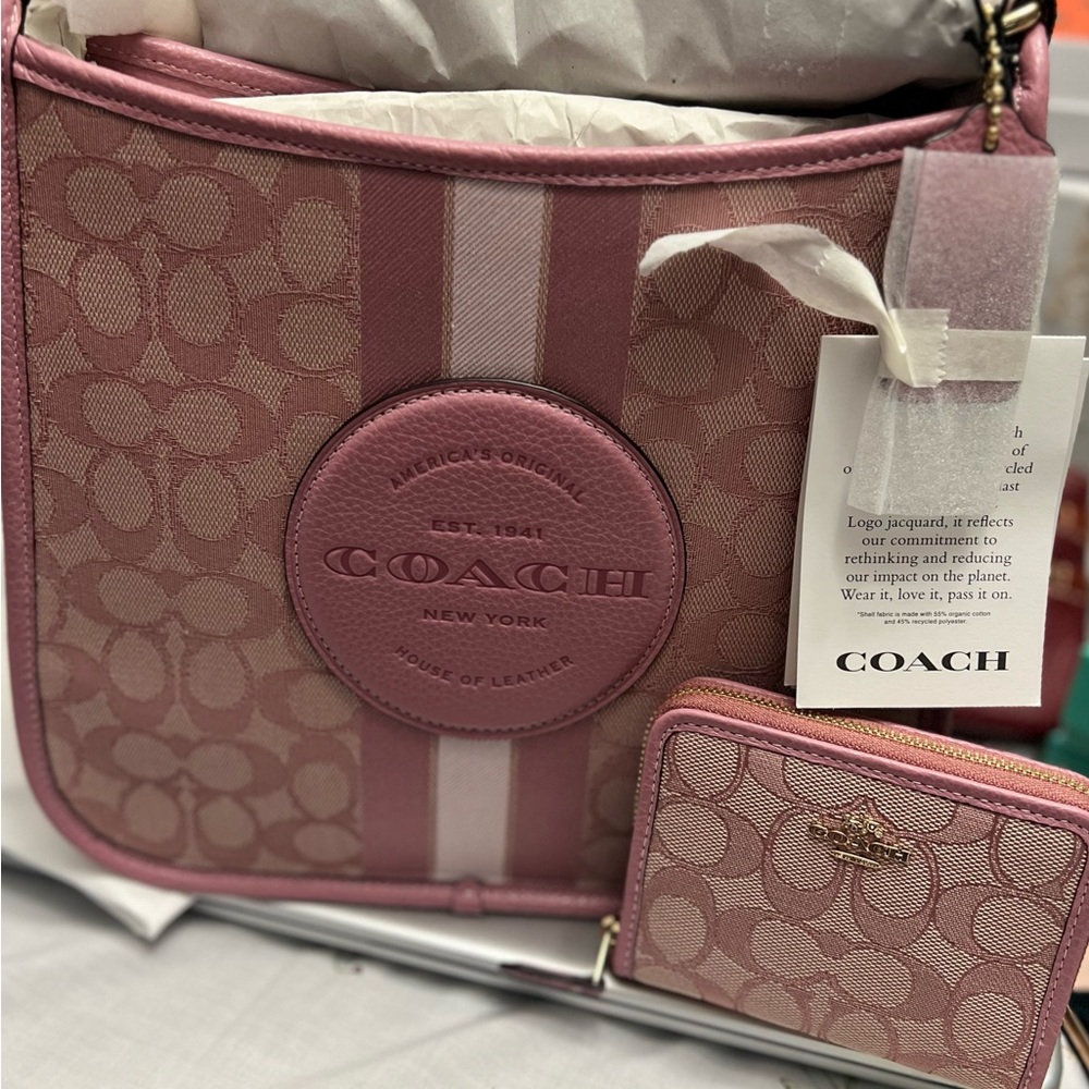 Signature Coach True Pink Crossbody Bag and FREE WALLET SHOWN.